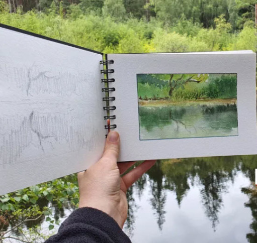 Watercolor painted outside